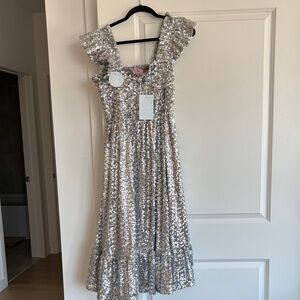 Hill House Silver Sequin Nap Dress 🪩